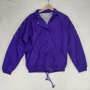 Vintage 80s 90s Full Zip Windbreaker Track Jacket Womens Size Small Purple Nylon